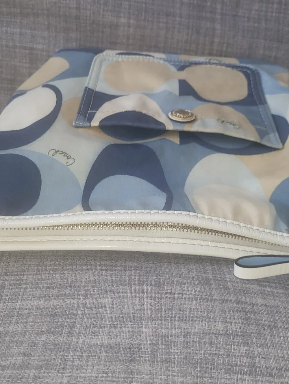 Coach Optic Signature Scarf Print Hobo Shoulder Bag 11955 Blue White Purse
